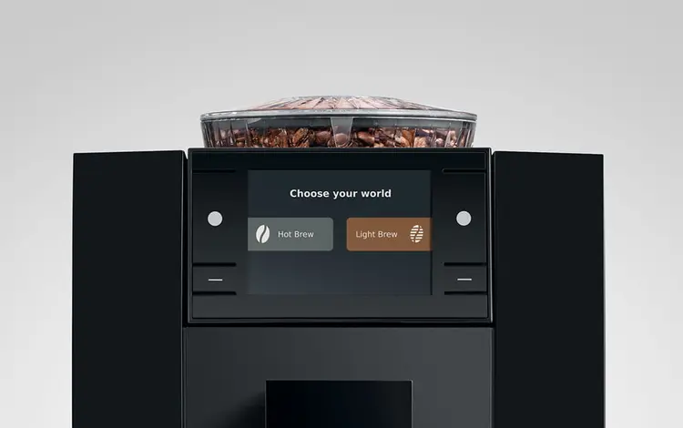 JURA A8 Piano Black EA – wybór Hot Brew i Light Brew na ekranie
